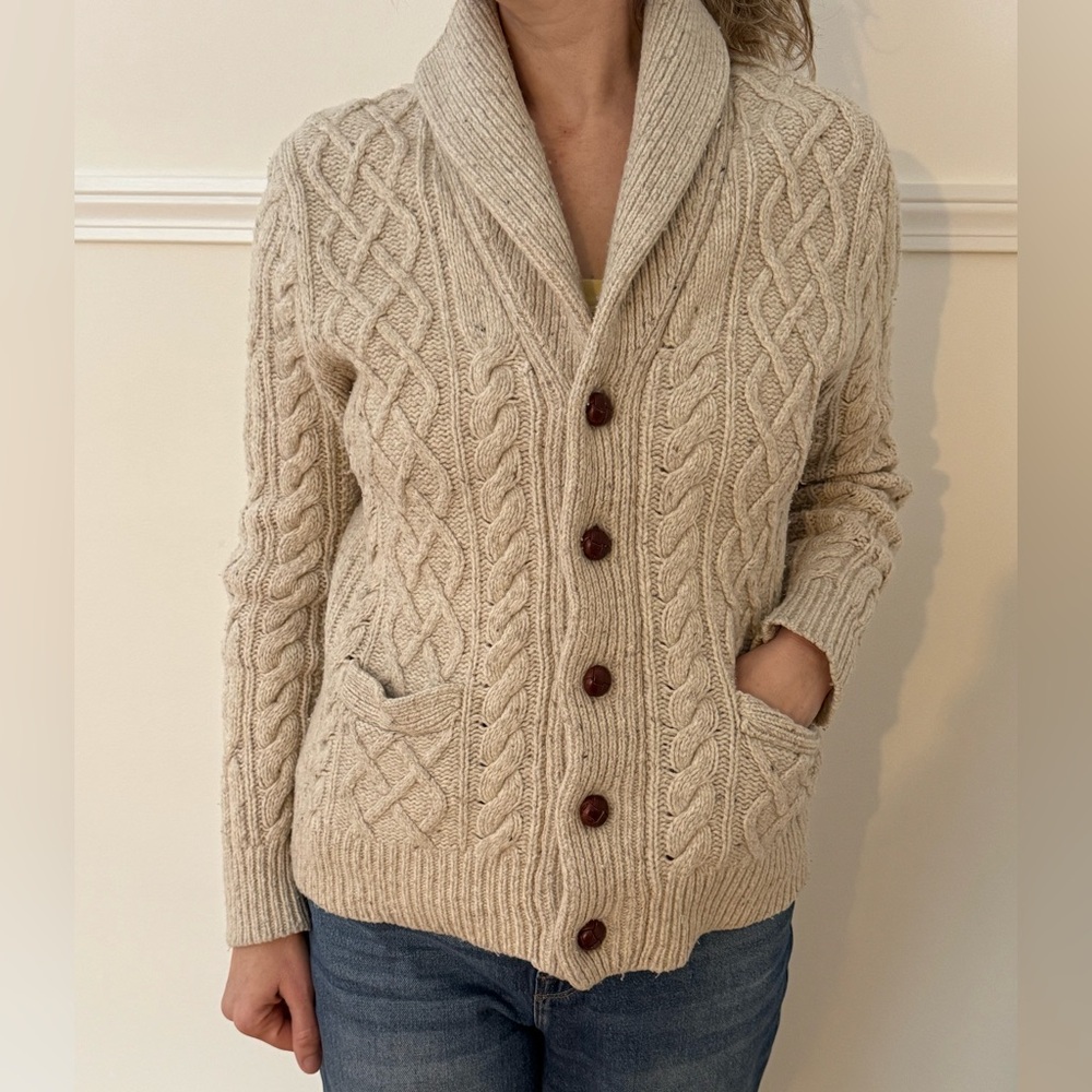 J. Crew Cable Knit Cardigan - Cream